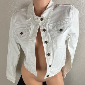 NWT Calvin Klein White Button Down Crop Jean Jacket M
